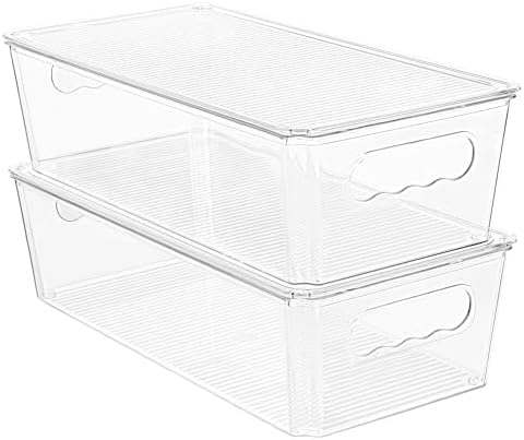 Vtopmart 2pcs Clear Stackable Storage Bins with Lids by Vtopmart