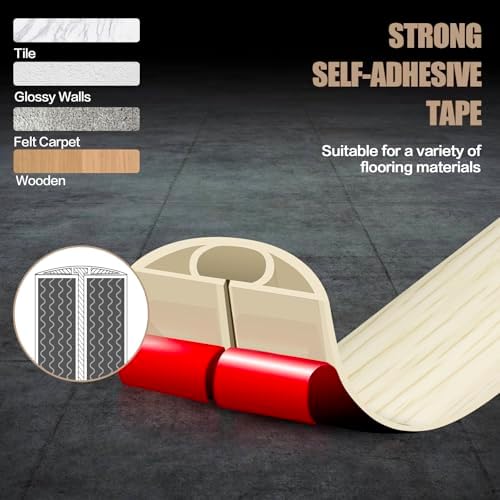 Floor Cord Cover Self Adhesive Cord Hider,10FT Cable Management, Extension Strip Protector for Wires, Prevent Cable Trips for Offices, Gyms, Exhibitions Cavity:0.51"(W) x 0.3"(H) Yellow Wood - Image 4