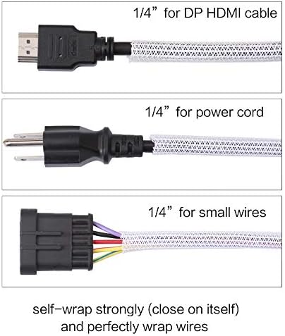 Alex Tech 10ft - 1/4 inch Cord Protector Wire Loom Tubing Cable Sleeve Split Sleeving for USB Cable Power Cord Audio Video Cable - Protect Cat from Chewing Cords - White - Image 3