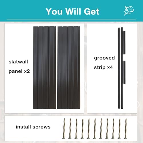 NeatiEase Slatwall Panel Wall Storage Systems, 2 x 4ft Slat Wall Paneling Garage Wall Organizer, Heavy Duty Wall Mounted PVC Wall Rack (Black) - Image 3