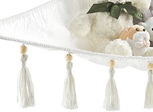 Mkono Stuffed Animal Hammock Corner Hanging Toy Organizer Storage with Tassels Plush Toys Net Holder Nursery Wall Bedroom Play Room Kid Room Decor - Image 4