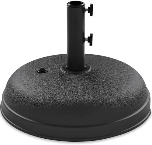 Best Choice Products Fillable Umbrella Base Stand Round Dome Plastic Patio Umbrella Base Stand, Pole Holder for Outdoor, Lawn w/ 55lbs Weight Capacity, Adjustment Knob - Black by BestChoiceProducts