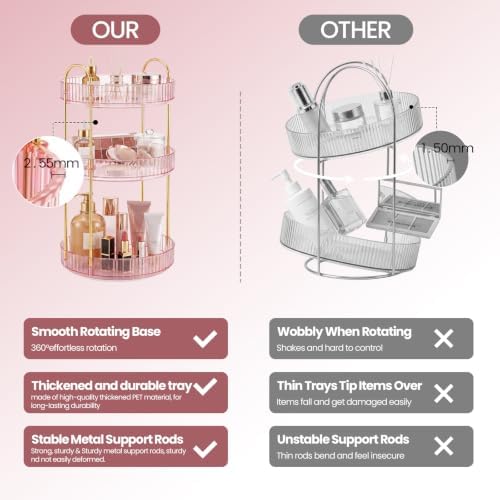 Rotating Makeup Organizer Countertop, Bathroom Lazy Susan Tray Stand - Image 4