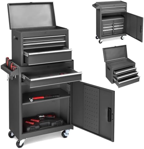 Winado 4-Drawer Rolling Tool Chest, 2-in-1 Large Storage Toolbox, Black by Winado