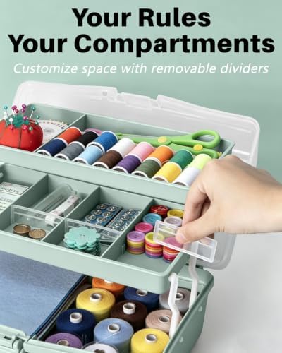 TERGOO 13in Lager Plastic Craft Organizer and Storage 3-Layer Tackle Box - Image 4