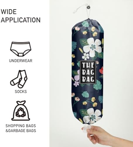 Flowers Plastic Bag Organizer,Reusable Grocery Country Style Plastic Bag Dispenser ​for Home Kitchen Travelling Camping Decor, use 1 Pack，Flowers Pattern - Image 2