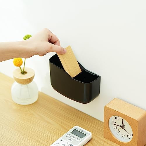 SUNFICON Adhesive Remote Control Holder Wall Mount Media Player Controller Holder Universal TV Remote Organizer Caddy Box Tray Hollow Bottom Slot Easy Phone Charging Home Office Desk Nightstand Black - Image 5
