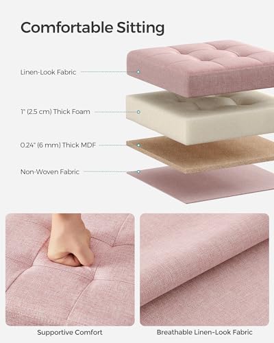 SONGMICS Small Folding Storage Ottoman, 11.8 x 11.8 x 11.8 in - Image 4