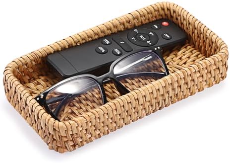 BTSKY Small Remote Basket for Coffee Table Entryway Living Room Rattan by BTSKY