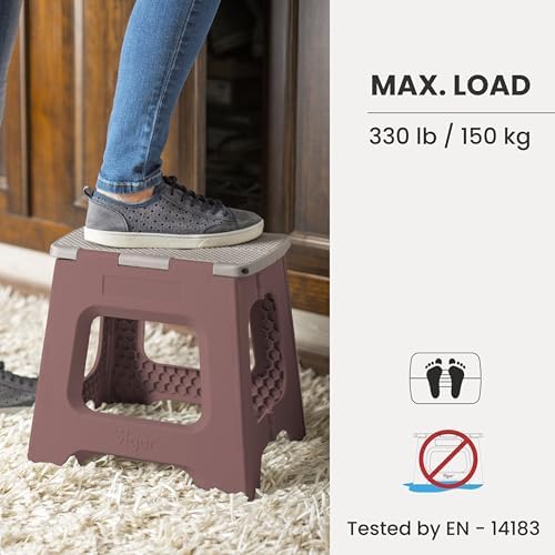 Vigar Compact Foldable Step Stool, 10-1/2-Inch, Brown - Image 5