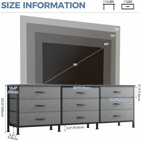 DUMOS TV Stands for Living Room Furniture with 9 Fabric Drawers - Image 3