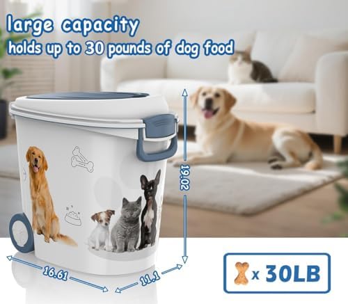 DRATO Pet Food Storage Container with Wheels 30LB Capacity - Image 3