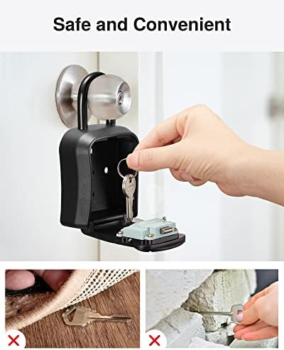 Puroma Key Lock Box Outdoor 4 Digit Code Combination Lockbox House, 4 Black - Image 5