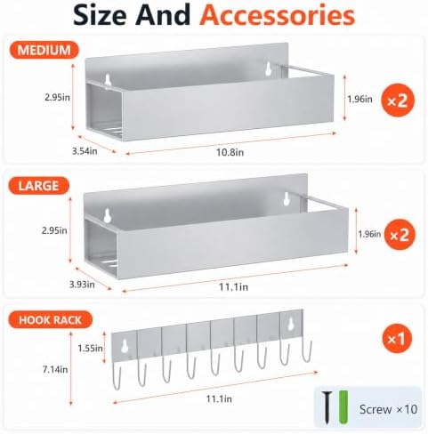 SMRCAD Magnetic Spice Rack 4 Pack with Hook – Heavy-Duty - Image 2