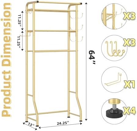 Simple Trending 3 Tier Over The Toilet Rack, Shelf Bathroom, Bathroom Stand Organizer Space Saver, Gold - Image 3