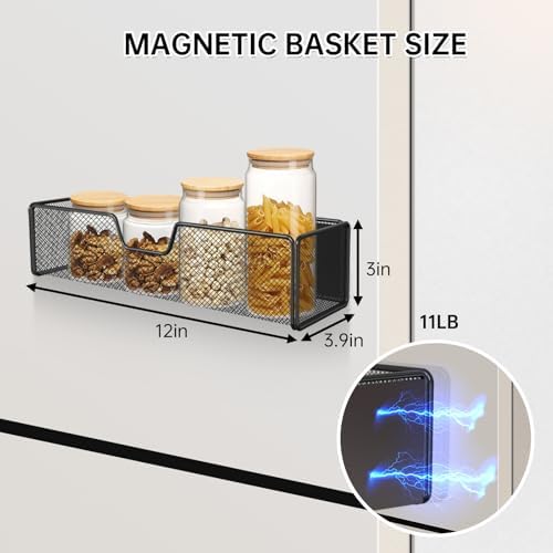 2 pack Magnetic Basket Organizer Holder for Fridge Magnetic Shelf Magnetic Storage Bin Box Containers for Refrigerator Whiteboard Classroom Magnetic Organizer - Image 6