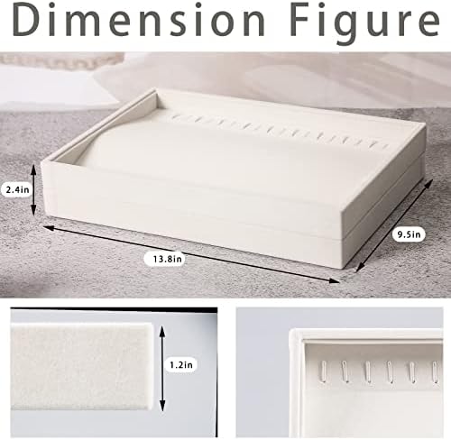 Coward Set of 2 Stackable Necklace Holder Organizer Tray Velvet Necklace Display Stand for Selling Jewelry Box Case for Storage (beige(necklace+necklace)) - Image 2
