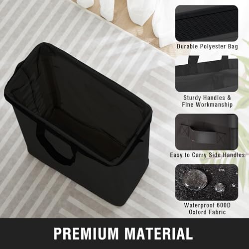 45L Slim Laundry Hamper with Removable Inner Bag & Side Handles, Black - Image 4