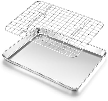 Homikit Cookie Sheet with Rack Set (1 Sheet Pan+1 Cooling Rack),10 x 8 Inch by Homikit