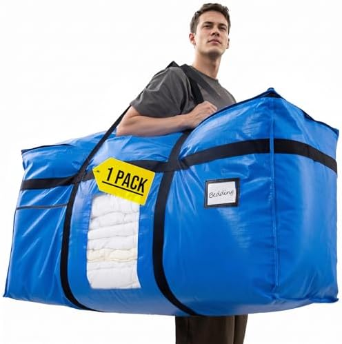TAILI 1 Pack XXL Storage Bags with Visible Window and Handy Pocket,Blue by TAILI