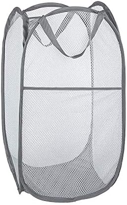 Larpur Popup Mesh Laundry Basket, Collapsible Laundry Hamper Portable Clothes Washing Laundry Hamper with Reinforced Carry Handles for Home, Dormitories, Travel, Apartments (Grey) by Larpur