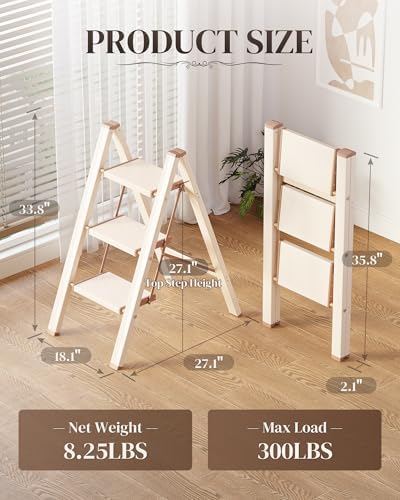 3 Step Ladder, Foldable Aluminum Step Stool with Anti-Slip Pedal - Image 6
