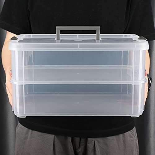 BTSKY 2 Layer Stack & Carry Box, Plastic Storage Container Box with Lid - Image 4