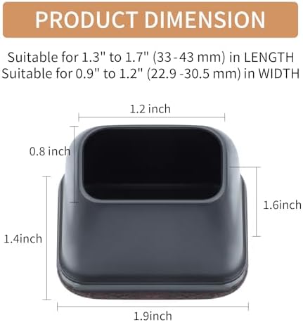 Ezprotekt 8pcs Rectangle Silicone Chair Leg Floor Protectors with Felt - Image 2