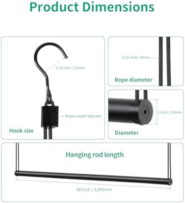 BaiNong Adjustable Closet Hanging Rod 48" Black Closet Rod Extender - Image 4