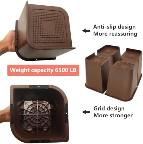 8 Pack Bed Risers 8 inch Heavy Duty Dark Brown, Furniture Risers - Image 4