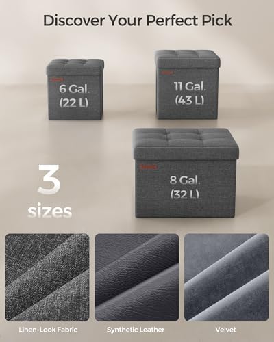 SONGMICS Small Folding Storage Ottoman, 11.8 x 11.8 x 11.8 in - Image 6