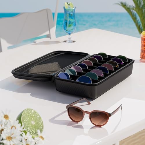 Travel Sunglasses Organizer​,​ Hard Shell​ Sunglass Case Adjustable Slots for Multiple ​Sunglass Eyeglass Case - Image 2