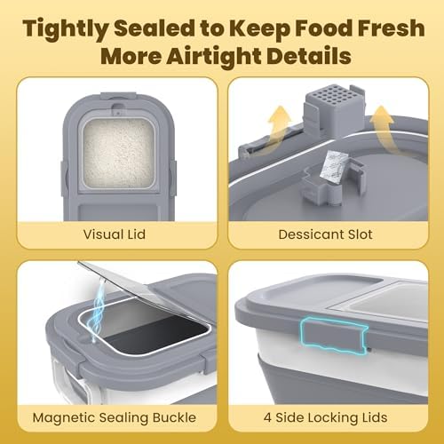 HOYTAMDA 25-35Lbs Rice Container,Collapsible Food Storage Container Wheels - Image 5