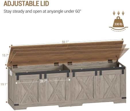 Hzuaneri 59 inches Farmhouse Storage Chest and Bench | 70 Gal | 330lb Seat - Image 3