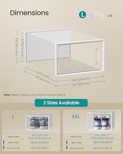 SONGMICS Shoe Boxes, Clear Plastic Sneaker Box, Pack of 18 - Image 5