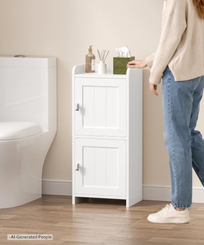 Akxomel Small Bathroom Cabinet Narrow Toilet Paper Organizer White - Image 4