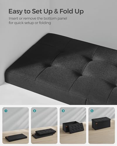 SONGMICS 30 Inches Storage Ottoman, Foldable Bench with Flipping Lid - Image 6
