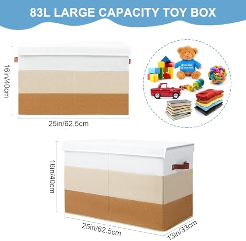 Large Toy Storage Box Chest for Kids, Sturdy Toy Box Bin Baskets with Lid - Image 4
