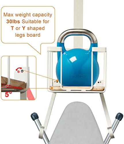 TJ.MOREE Over The Door/Wall Mount Ironing Board Hanger, Laundry Room Iron and Ironing Board Storage Holder, White - Image 5
