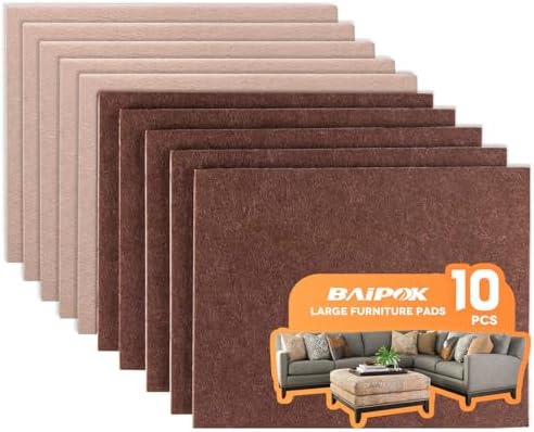 Felt Furniture Pads 10pcs 8" x 6" Cuttable Self Adhesive Furniture Pads by BAIPOK