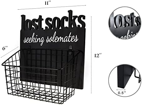Lost Socks Rustic Wooden Laundry Sign Wall Decor With Attached Basket And Mom Tip Jar - Housewarming Gift Decor - Black - Image 4