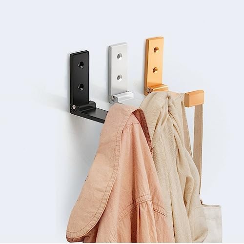 ZEYU Folding Coat Hooks, 10Pcs Wall Hooks for Hanging Coat Towel Hooks Hardware Heavy Duty Aluminum Alloy Headphone Holder No Rust Wall Mounted with Screws for Bags Fitness Equipment (10Pcs-Golden) - Image 6