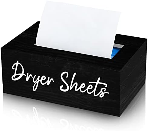 Blulu Dryer Sheet Holder for Laundry Room Wooden Dryer Sheet Container Sheets Dispenser Box Wooden Container Modern for Organizing Fabric Laundry Pods, 7.87 x 4.72 x 2.75 Inches(Black) by Blulu