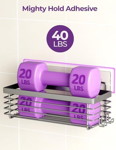 ODesign Shower Caddy Adhesive Stainless Steel Storage Organizers (Grey, 3 Pack) - Image 3