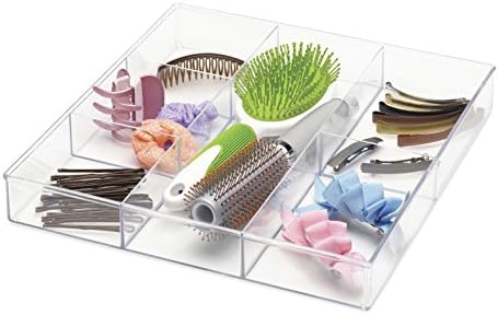 Whitmor Clear 6-Section Drawer Organizer | For Makeup & Accessories | Sturdy Resin | 11.9 x 11.9 x 1.7 Inches | Pack of 6 - Image 3