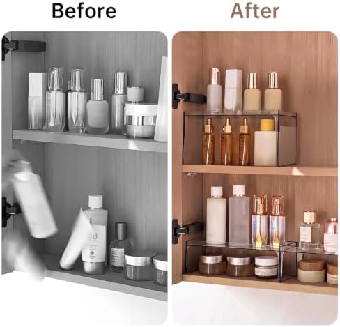 PAVSTINE Narrow Clear Medicine Cabinet Shelf Organizer (High & Low Set) - Image 6