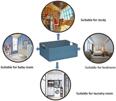 Foldable Storage Box with Handles | 16.9 Inch Collapsible Organizer for Clothes, Toys, Makeup | Sturdy Cardboard Frame & Washable Fabric | Space-Saving Home Decor 2Pack - Image 3