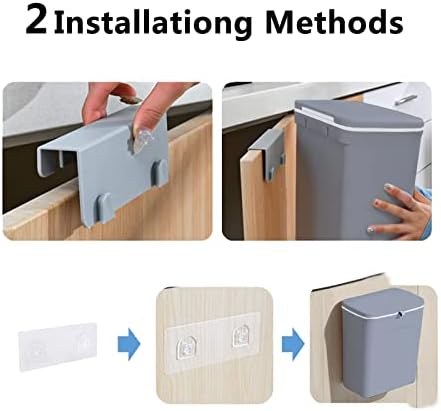 TOPROAD Kitchen Hanging Trash Can, 2.4 Gallon Wall Mount Bin with Lid - Image 4
