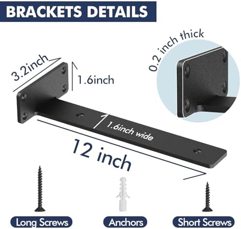 Starunder 12 Inch Floating Shelf Brackets,12 Pack L‑Shape Shelf Supports - Image 6