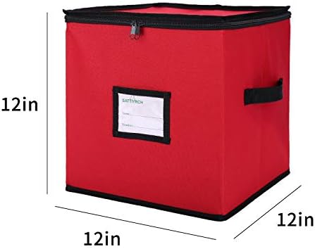 Sattiyrch Christmas Ornament Storage Box,600D Oxford Fabric Stores up-to 64 Standard Holiday Ornaments Holder,12 x 12 Inch 4 Layer Xmas Storage Containers,Red - Image 6